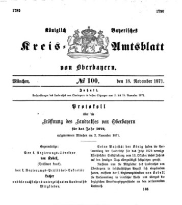 Königlich-bayerisches Kreis-Amtsblatt von Oberbayern (Münchner Intelligenzblatt) Samstag 18. November 1871