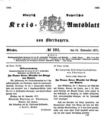 Königlich-bayerisches Kreis-Amtsblatt von Oberbayern (Münchner Intelligenzblatt) Freitag 24. November 1871