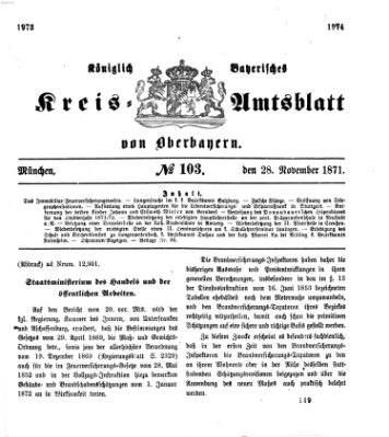 Königlich-bayerisches Kreis-Amtsblatt von Oberbayern (Münchner Intelligenzblatt) Dienstag 28. November 1871