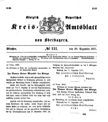 Königlich-bayerisches Kreis-Amtsblatt von Oberbayern (Münchner Intelligenzblatt) Dienstag 26. Dezember 1871