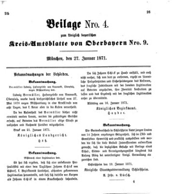 Königlich-bayerisches Kreis-Amtsblatt von Oberbayern (Münchner Intelligenzblatt) Freitag 27. Januar 1871