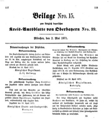 Königlich-bayerisches Kreis-Amtsblatt von Oberbayern (Münchner Intelligenzblatt) Dienstag 2. Mai 1871