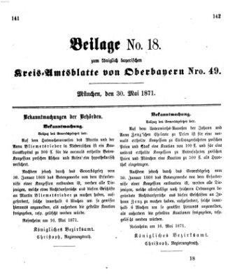 Königlich-bayerisches Kreis-Amtsblatt von Oberbayern (Münchner Intelligenzblatt) Dienstag 30. Mai 1871