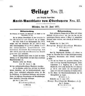 Königlich-bayerisches Kreis-Amtsblatt von Oberbayern (Münchner Intelligenzblatt) Freitag 23. Juni 1871