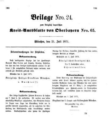 Königlich-bayerisches Kreis-Amtsblatt von Oberbayern (Münchner Intelligenzblatt) Freitag 21. Juli 1871