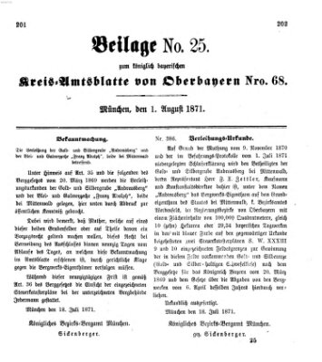 Königlich-bayerisches Kreis-Amtsblatt von Oberbayern (Münchner Intelligenzblatt) Dienstag 1. August 1871