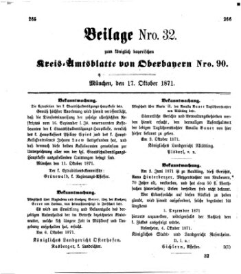 Königlich-bayerisches Kreis-Amtsblatt von Oberbayern (Münchner Intelligenzblatt) Dienstag 17. Oktober 1871