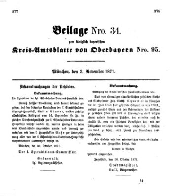 Königlich-bayerisches Kreis-Amtsblatt von Oberbayern (Münchner Intelligenzblatt) Freitag 3. November 1871