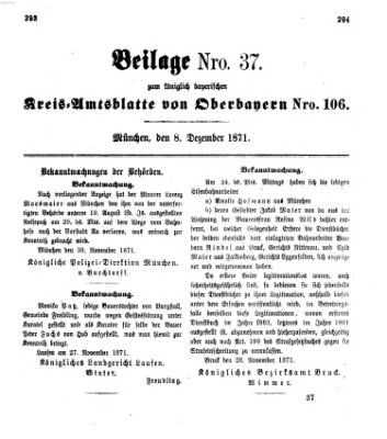 Königlich-bayerisches Kreis-Amtsblatt von Oberbayern (Münchner Intelligenzblatt) Freitag 8. Dezember 1871