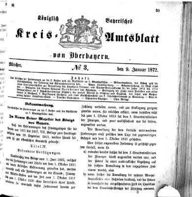 Königlich-bayerisches Kreis-Amtsblatt von Oberbayern (Münchner Intelligenzblatt) Dienstag 9. Januar 1872