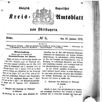 Königlich-bayerisches Kreis-Amtsblatt von Oberbayern (Münchner Intelligenzblatt) Dienstag 16. Januar 1872