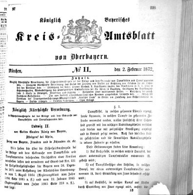 Königlich-bayerisches Kreis-Amtsblatt von Oberbayern (Münchner Intelligenzblatt) Freitag 2. Februar 1872