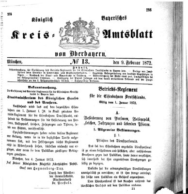 Königlich-bayerisches Kreis-Amtsblatt von Oberbayern (Münchner Intelligenzblatt) Freitag 9. Februar 1872