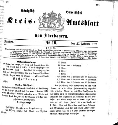 Königlich-bayerisches Kreis-Amtsblatt von Oberbayern (Münchner Intelligenzblatt) Dienstag 27. Februar 1872