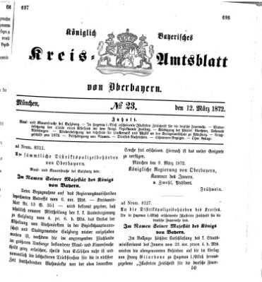 Königlich-bayerisches Kreis-Amtsblatt von Oberbayern (Münchner Intelligenzblatt) Dienstag 12. März 1872