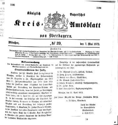 Königlich-bayerisches Kreis-Amtsblatt von Oberbayern (Münchner Intelligenzblatt) Dienstag 7. Mai 1872