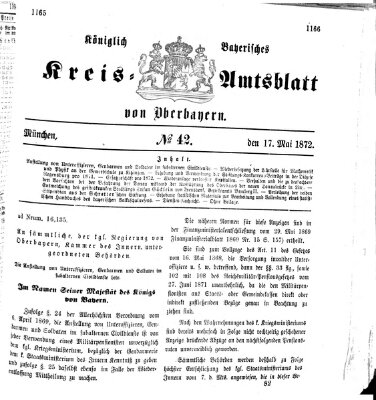 Königlich-bayerisches Kreis-Amtsblatt von Oberbayern (Münchner Intelligenzblatt) Freitag 17. Mai 1872