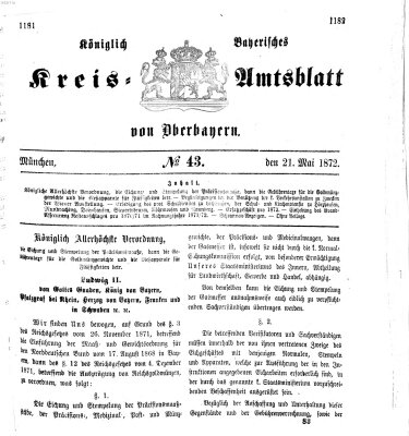 Königlich-bayerisches Kreis-Amtsblatt von Oberbayern (Münchner Intelligenzblatt) Dienstag 21. Mai 1872