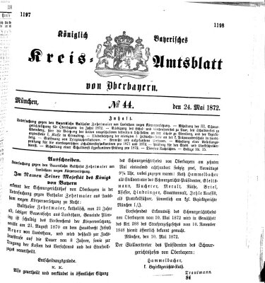 Königlich-bayerisches Kreis-Amtsblatt von Oberbayern (Münchner Intelligenzblatt) Freitag 24. Mai 1872