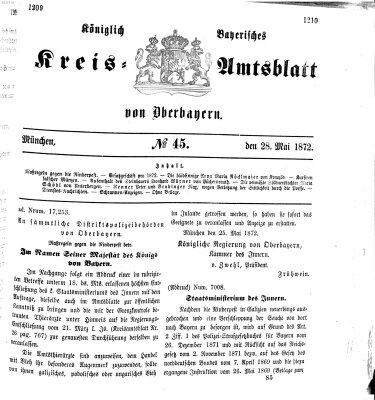 Königlich-bayerisches Kreis-Amtsblatt von Oberbayern (Münchner Intelligenzblatt) Dienstag 28. Mai 1872