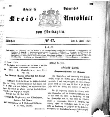 Königlich-bayerisches Kreis-Amtsblatt von Oberbayern (Münchner Intelligenzblatt) Dienstag 4. Juni 1872