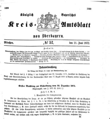 Königlich-bayerisches Kreis-Amtsblatt von Oberbayern (Münchner Intelligenzblatt) Freitag 21. Juni 1872