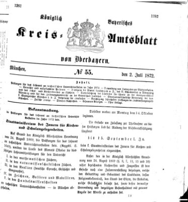 Königlich-bayerisches Kreis-Amtsblatt von Oberbayern (Münchner Intelligenzblatt) Dienstag 2. Juli 1872