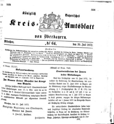 Königlich-bayerisches Kreis-Amtsblatt von Oberbayern (Münchner Intelligenzblatt) Dienstag 30. Juli 1872