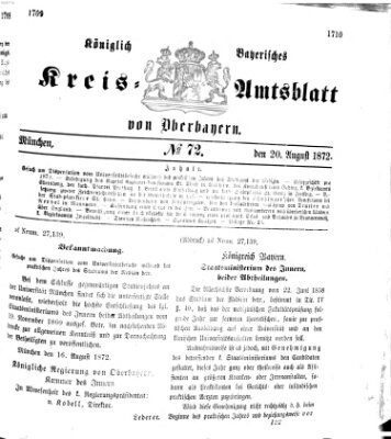 Königlich-bayerisches Kreis-Amtsblatt von Oberbayern (Münchner Intelligenzblatt) Dienstag 20. August 1872