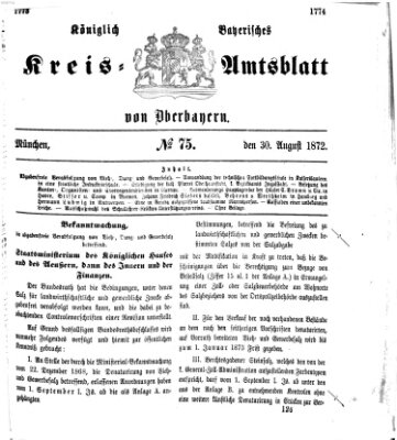 Königlich-bayerisches Kreis-Amtsblatt von Oberbayern (Münchner Intelligenzblatt) Freitag 30. August 1872