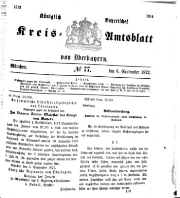 Königlich-bayerisches Kreis-Amtsblatt von Oberbayern (Münchner Intelligenzblatt) Freitag 6. September 1872