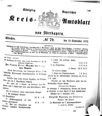 Königlich-bayerisches Kreis-Amtsblatt von Oberbayern (Münchner Intelligenzblatt) Dienstag 10. September 1872