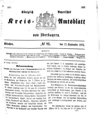 Königlich-bayerisches Kreis-Amtsblatt von Oberbayern (Münchner Intelligenzblatt) Dienstag 17. September 1872