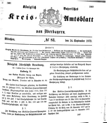 Königlich-bayerisches Kreis-Amtsblatt von Oberbayern (Münchner Intelligenzblatt) Dienstag 24. September 1872