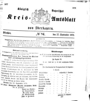 Königlich-bayerisches Kreis-Amtsblatt von Oberbayern (Münchner Intelligenzblatt) Freitag 27. September 1872