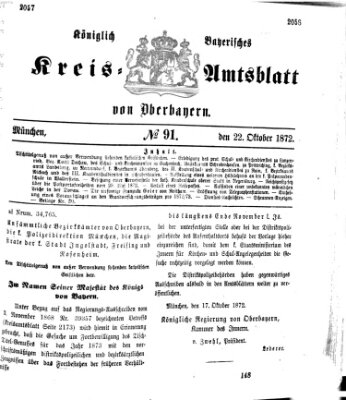 Königlich-bayerisches Kreis-Amtsblatt von Oberbayern (Münchner Intelligenzblatt) Dienstag 22. Oktober 1872