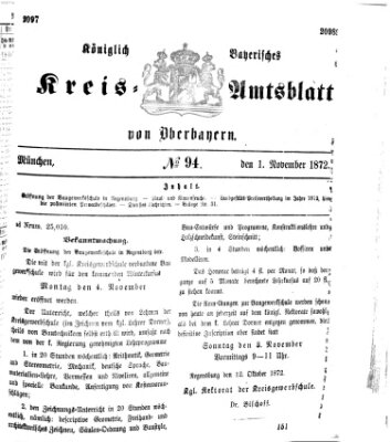 Königlich-bayerisches Kreis-Amtsblatt von Oberbayern (Münchner Intelligenzblatt) Freitag 1. November 1872