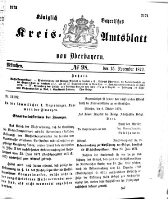 Königlich-bayerisches Kreis-Amtsblatt von Oberbayern (Münchner Intelligenzblatt) Freitag 15. November 1872