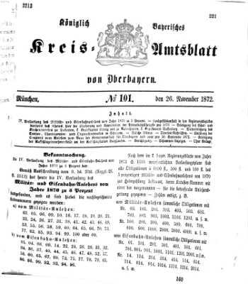 Königlich-bayerisches Kreis-Amtsblatt von Oberbayern (Münchner Intelligenzblatt) Dienstag 26. November 1872