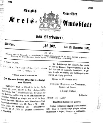 Königlich-bayerisches Kreis-Amtsblatt von Oberbayern (Münchner Intelligenzblatt) Freitag 29. November 1872