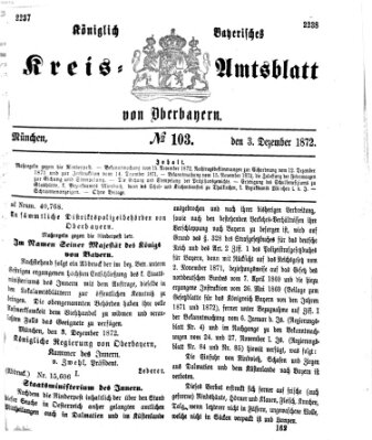 Königlich-bayerisches Kreis-Amtsblatt von Oberbayern (Münchner Intelligenzblatt) Dienstag 3. Dezember 1872