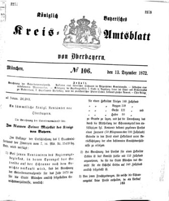 Königlich-bayerisches Kreis-Amtsblatt von Oberbayern (Münchner Intelligenzblatt) Freitag 13. Dezember 1872