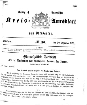 Königlich-bayerisches Kreis-Amtsblatt von Oberbayern (Münchner Intelligenzblatt) Freitag 20. Dezember 1872