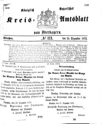 Königlich-bayerisches Kreis-Amtsblatt von Oberbayern (Münchner Intelligenzblatt) Dienstag 24. Dezember 1872