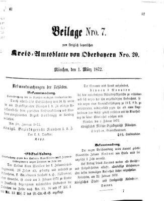 Königlich-bayerisches Kreis-Amtsblatt von Oberbayern (Münchner Intelligenzblatt) Freitag 1. März 1872