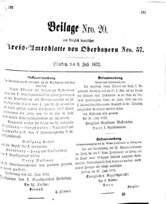 Königlich-bayerisches Kreis-Amtsblatt von Oberbayern (Münchner Intelligenzblatt) Dienstag 9. Juli 1872