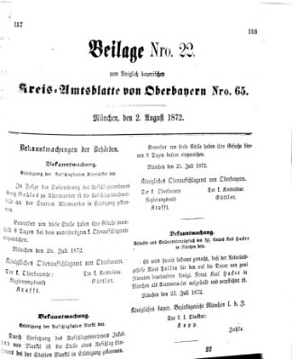 Königlich-bayerisches Kreis-Amtsblatt von Oberbayern (Münchner Intelligenzblatt) Freitag 2. August 1872