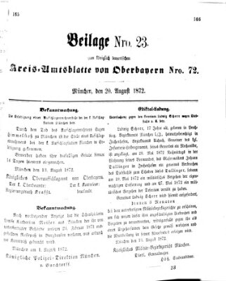 Königlich-bayerisches Kreis-Amtsblatt von Oberbayern (Münchner Intelligenzblatt) Dienstag 20. August 1872