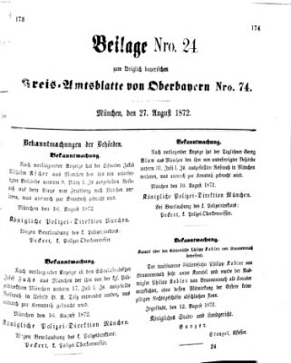Königlich-bayerisches Kreis-Amtsblatt von Oberbayern (Münchner Intelligenzblatt) Dienstag 27. August 1872