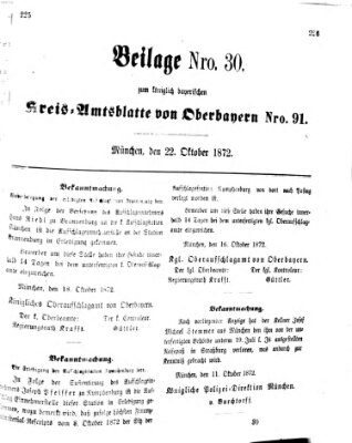 Königlich-bayerisches Kreis-Amtsblatt von Oberbayern (Münchner Intelligenzblatt) Dienstag 22. Oktober 1872